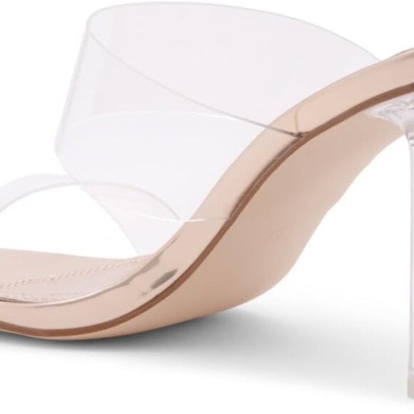 Clear Heels Women Synthetic 3.75 in Block Dressy Slip-On Wedding Party - Picture 3 of 7